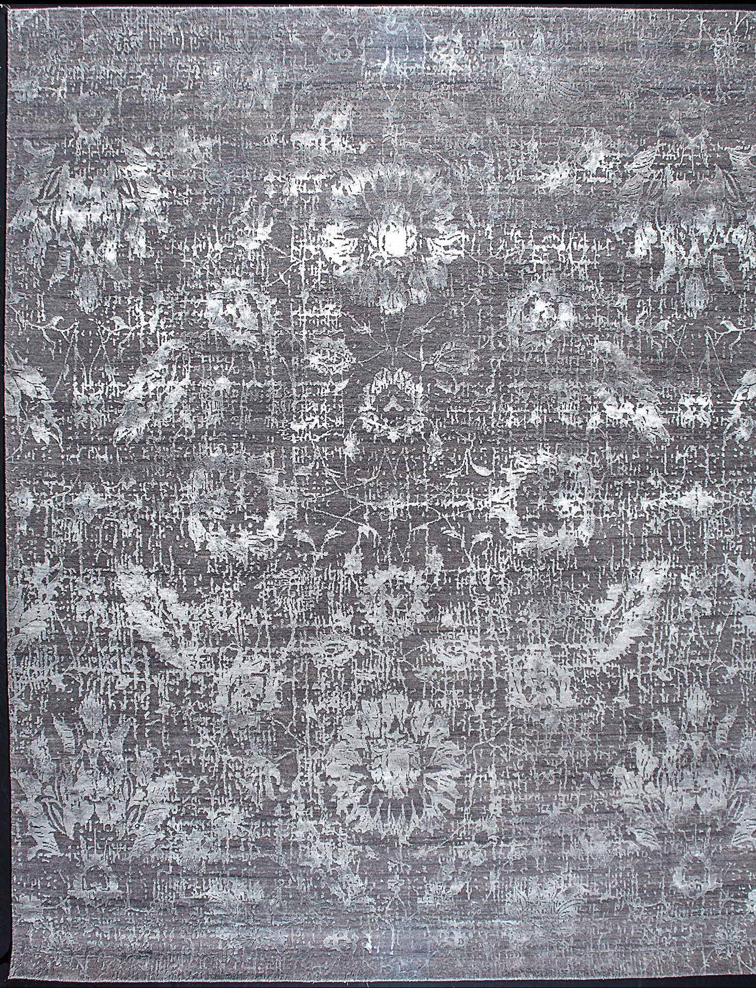 INDIAN MODERN JEIPOUR-FROST GRAY WOOL BAMBOO SILK